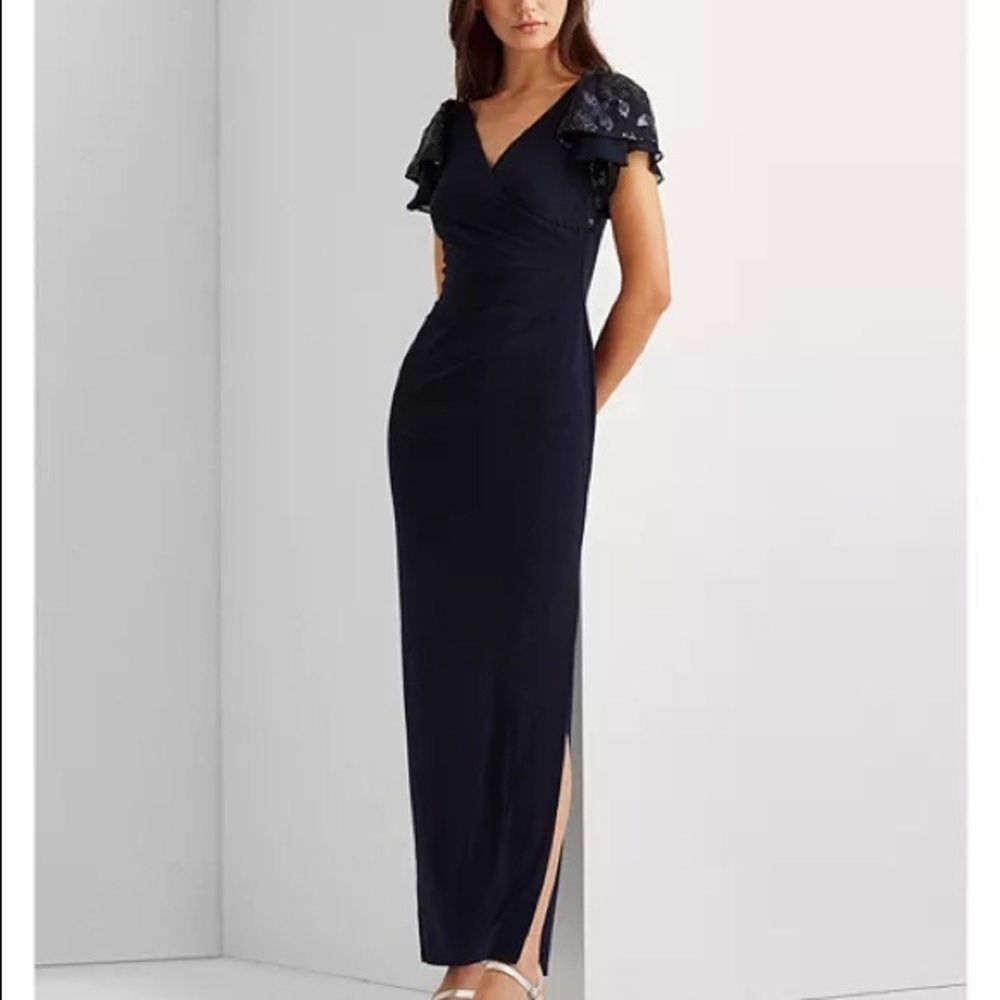 Lauren Ralph Lauren flutter-sleeve gown